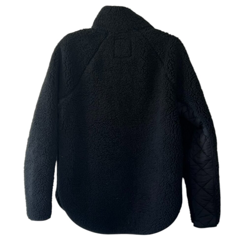 Women's Abercrombie‎ & Fitch Black Asymmetrical Fleece Quilted Coat Size Small - Picture 4 of 5